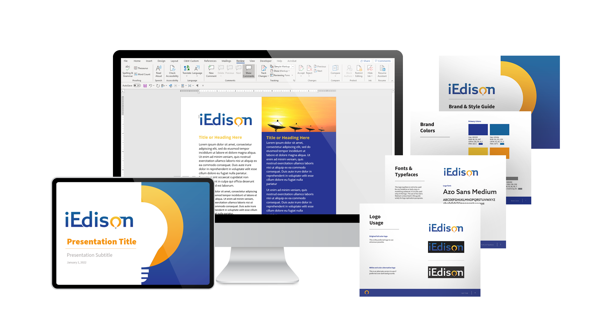 A visual mock-up of graphic design for iEdison for website design
